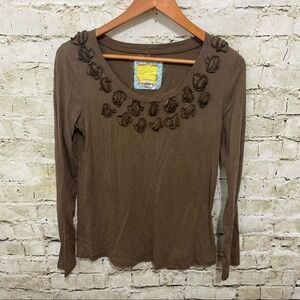 Bella Bird Brown Rosette Long Sleeve T Shirt